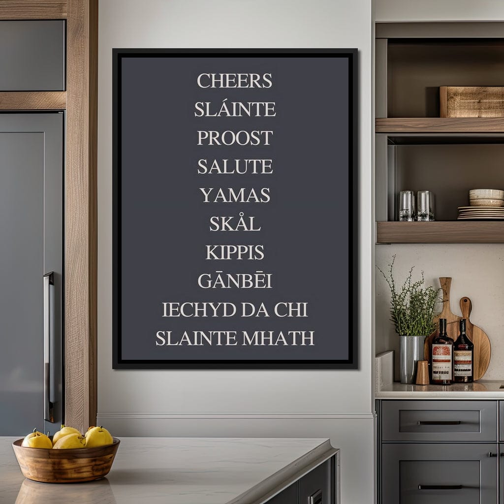 Global Cheers Multilingual Toast Canvas Wall Art
