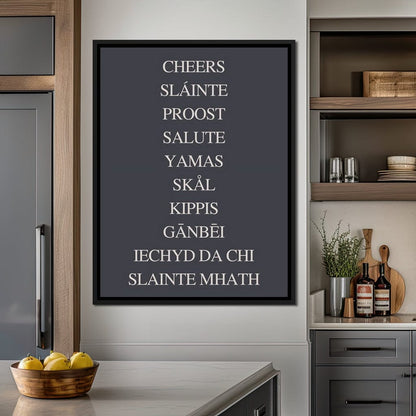 Global Cheers Multilingual Toast Canvas Wall Art