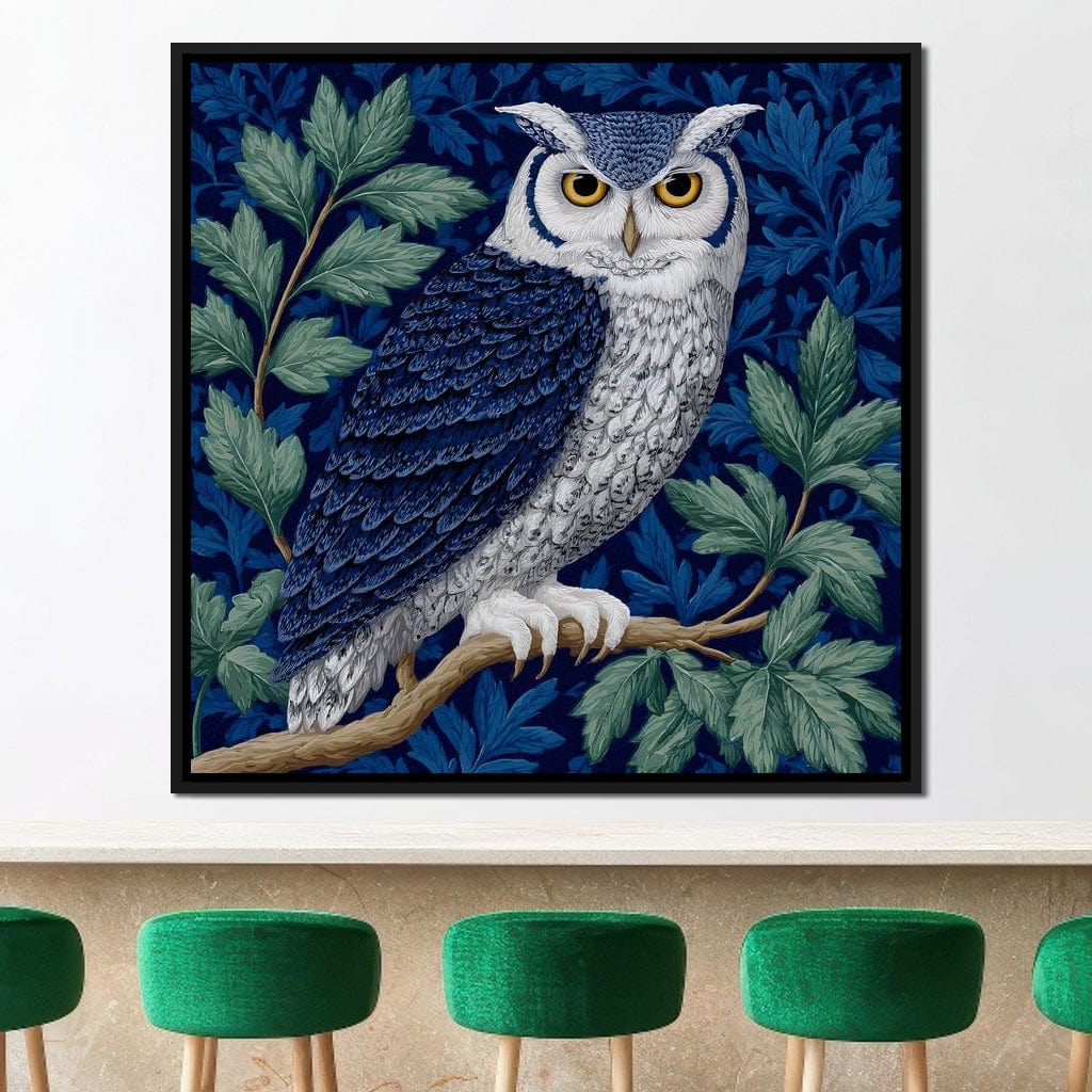 Majestic Owl Among Leaves Canvas Wall Art