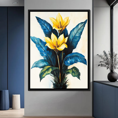 Golden Petals Tropical Elegance Canvas Wall Art