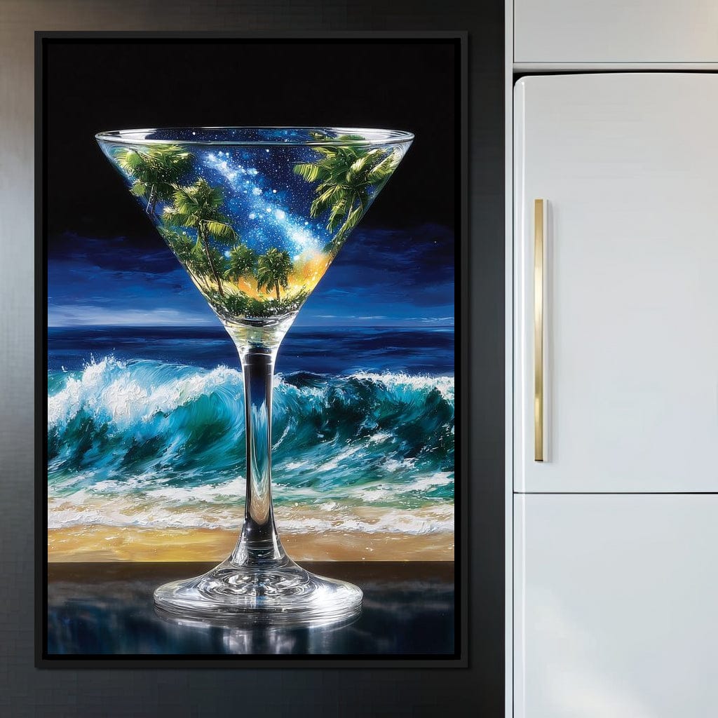 Cosmic Cocktail Island Night Canvas Wall Art
