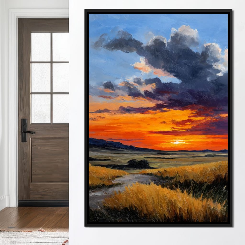 Golden Prairie Sunset Skystorm Canvas Wall Art