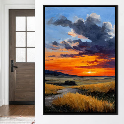 Golden Prairie Sunset Skystorm Canvas Wall Art