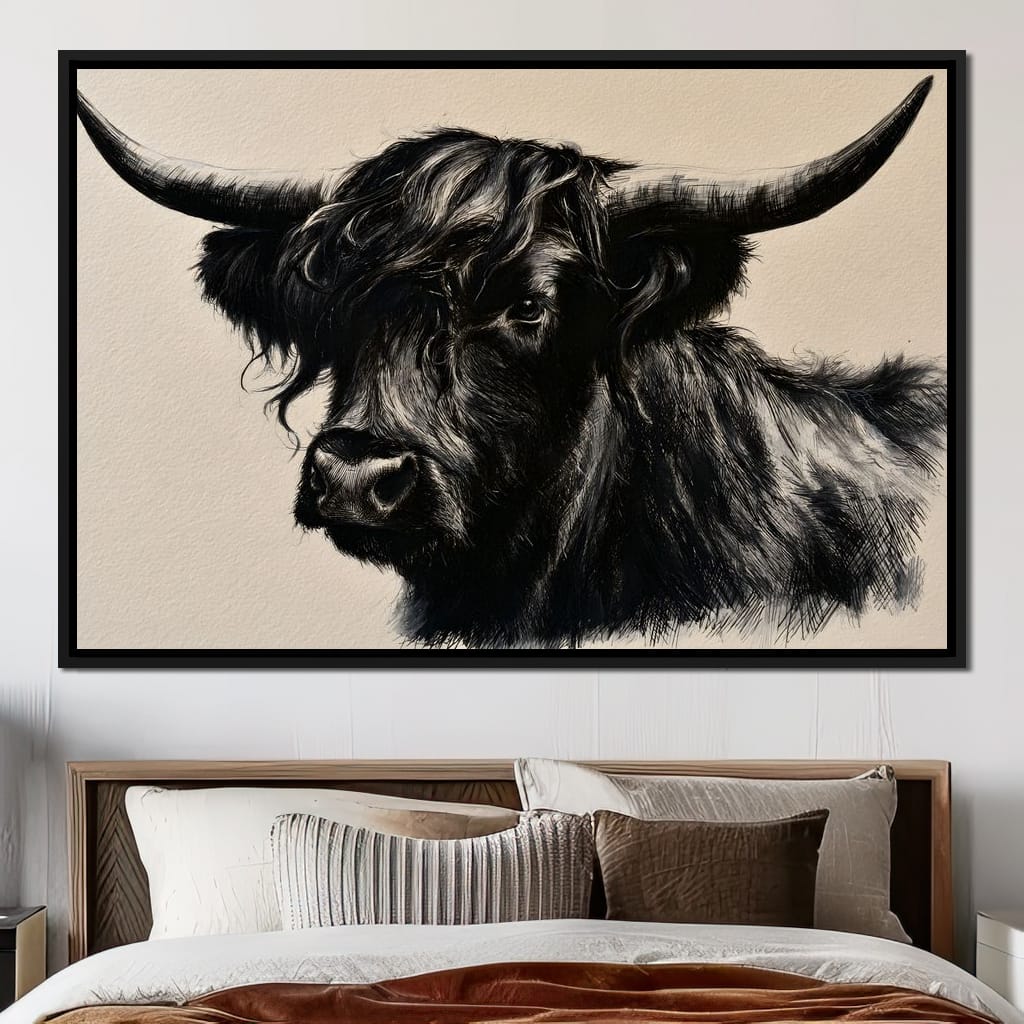 Solitary Guardian of the Highland Plains Canvas Wall Art