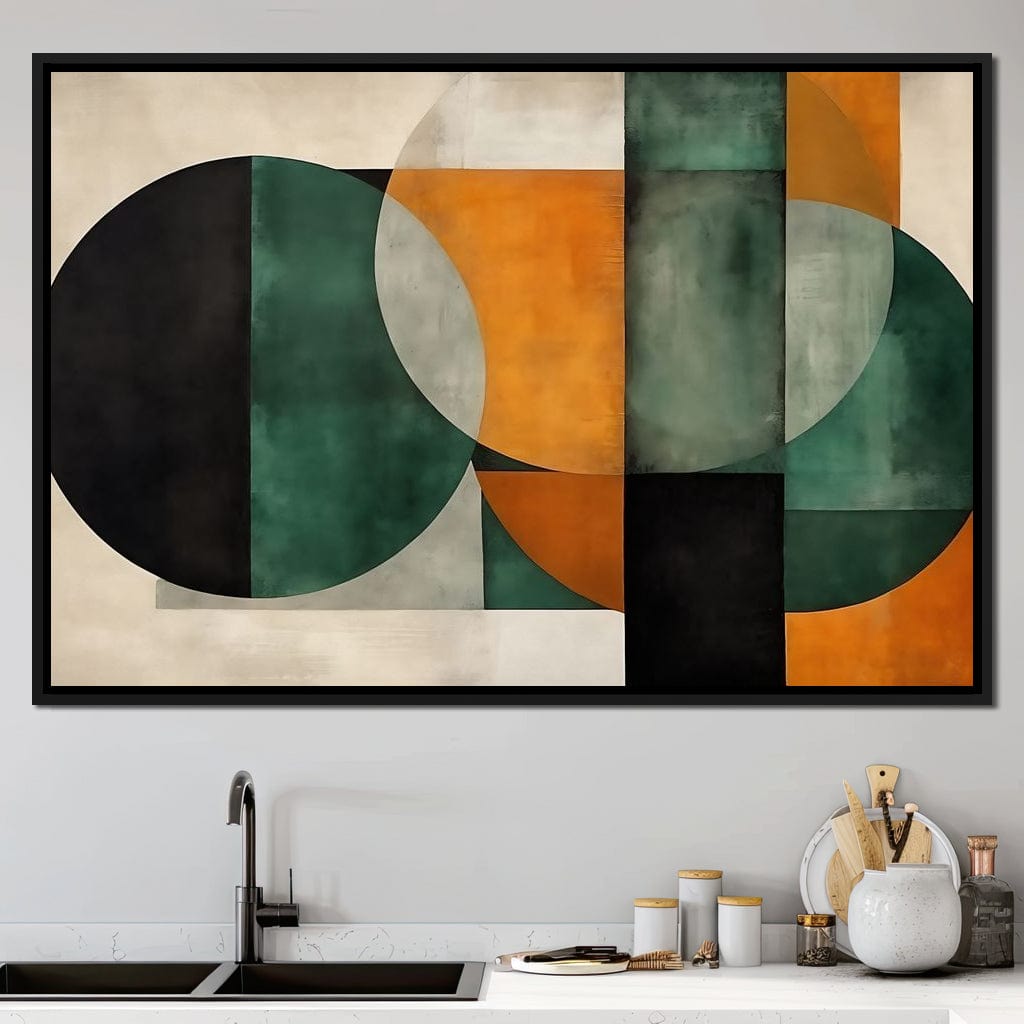 Geometric Ochre Jade Balance Canvas Wall Art
