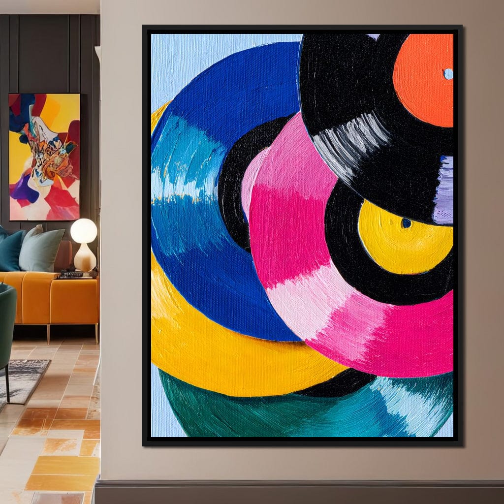 Color Spin Retro Vinyl Rhythm Canvas Wall Art