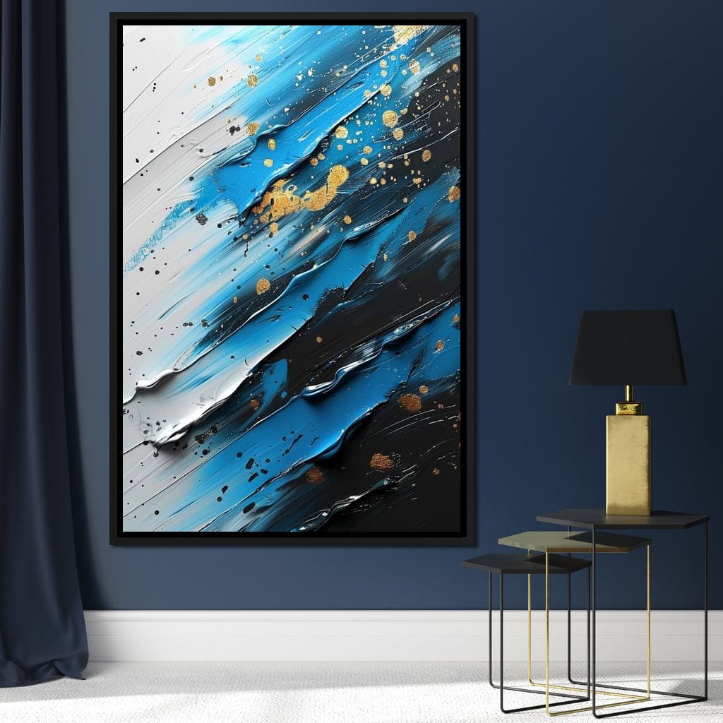 Sapphire Strokes Gold Specks 1 Canvas Wall Art