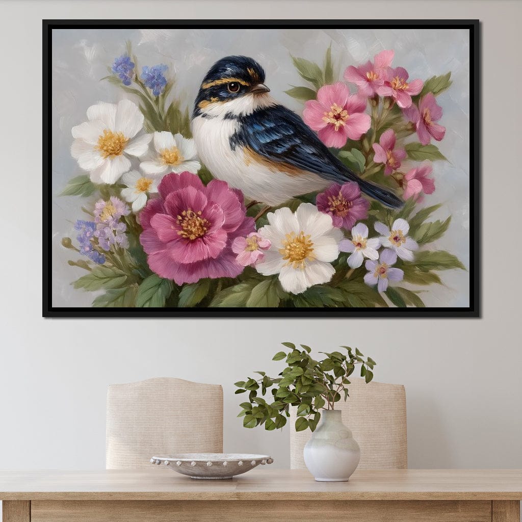 Songbird Garden Bouquet Oil Style Canvas Wall Art