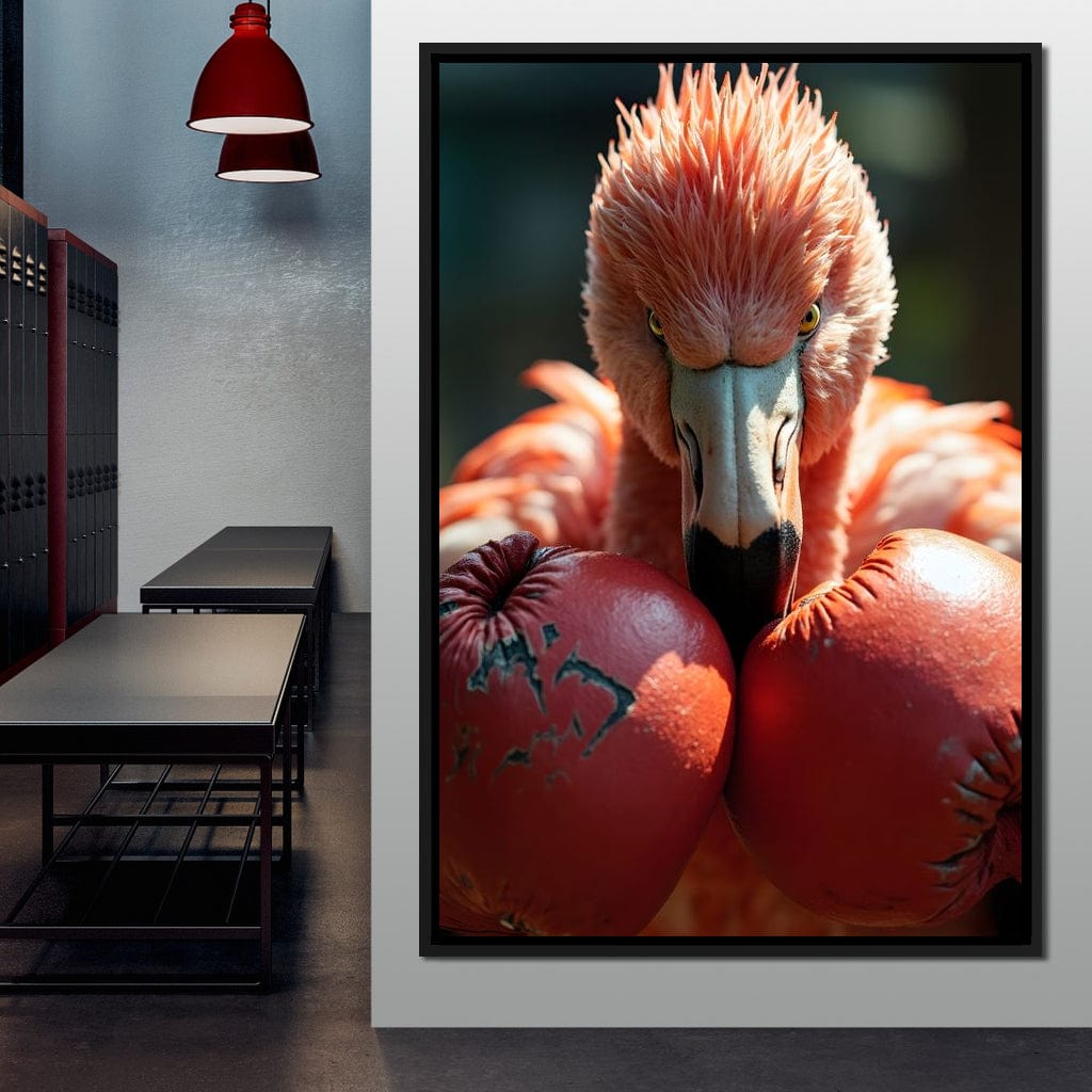 Flamingo Pugilist Canvas Wall Art