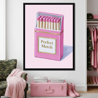 Perfect Match Pink Matchbox Canvas Wall Art