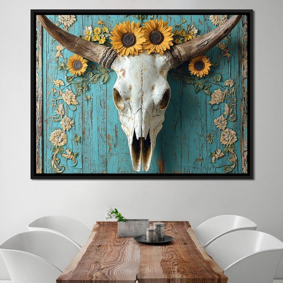 Bull Skull Rustic Vibes Canvas Wall Art