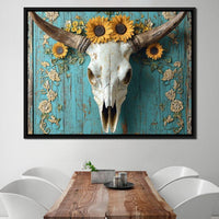Bull Skull Rustic Vibes Canvas Wall Art