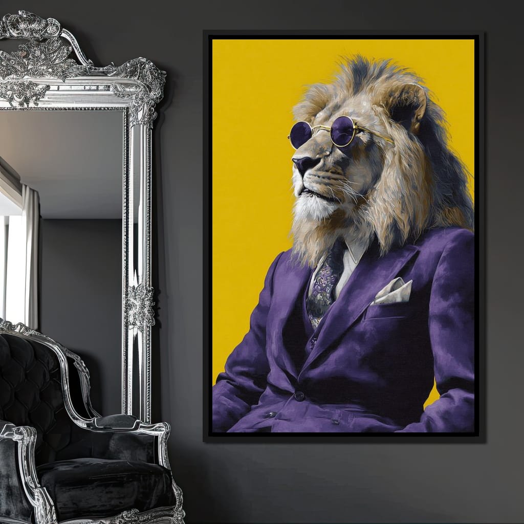 Regal Lion Boss Violet Suit Canvas Wall Art