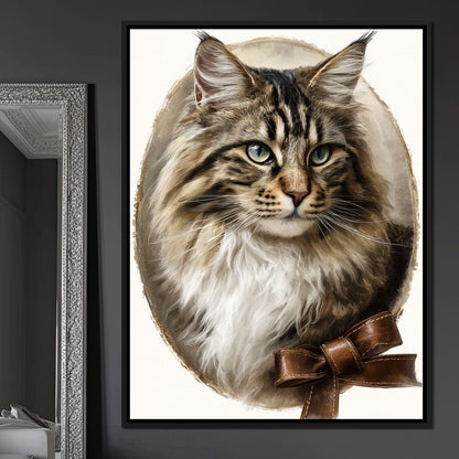 Blue Eyed Tabby Cat Portrait Canvas Wall Art