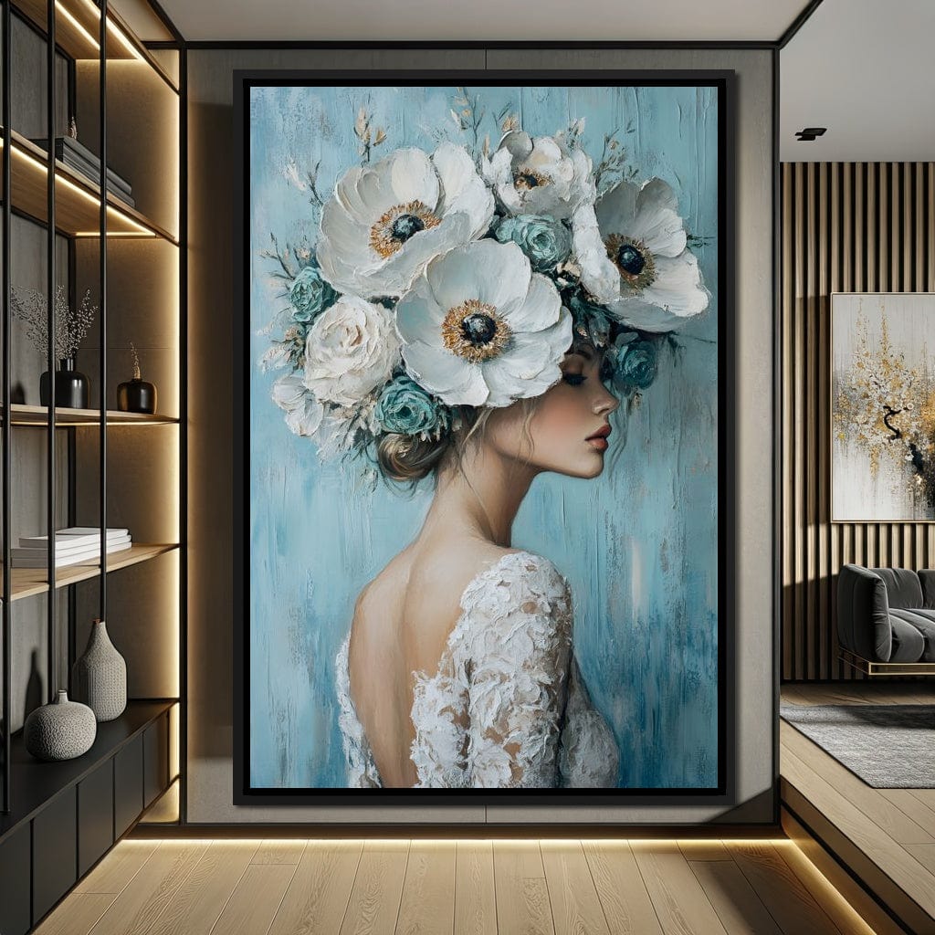 Petal Crowned Bridal Elegance Canvas Wall Art