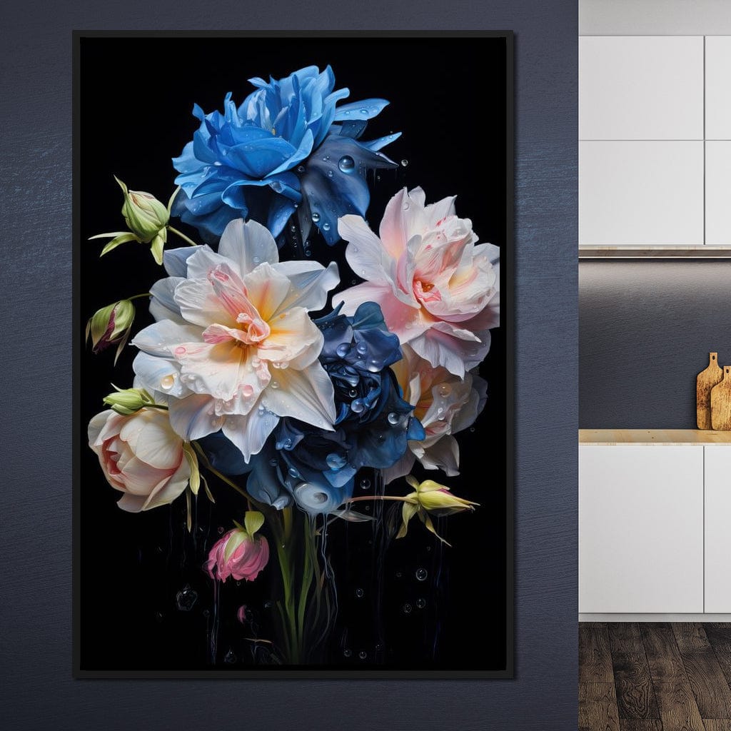 Midnight Flower Symphony Canvas Wall Art