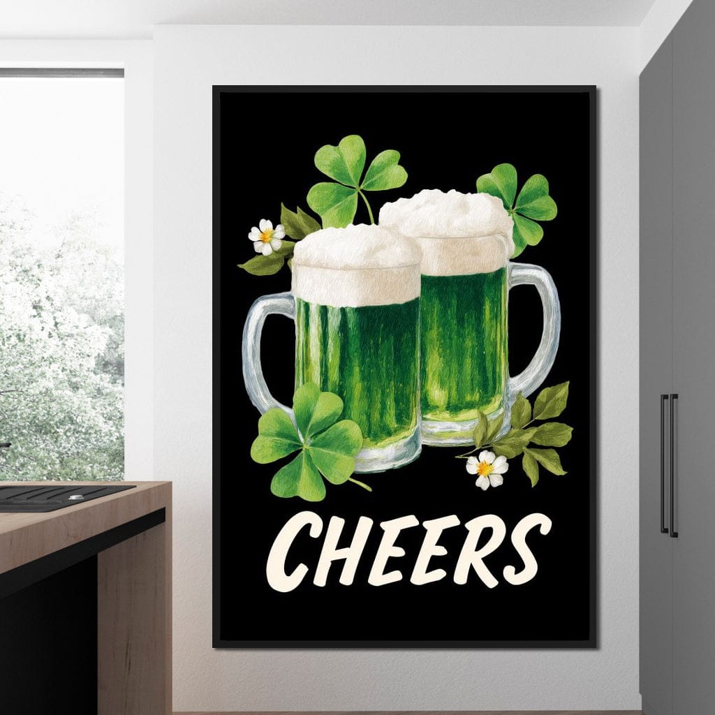 Lucky Clover Beer Cheers Canvas Wall Art