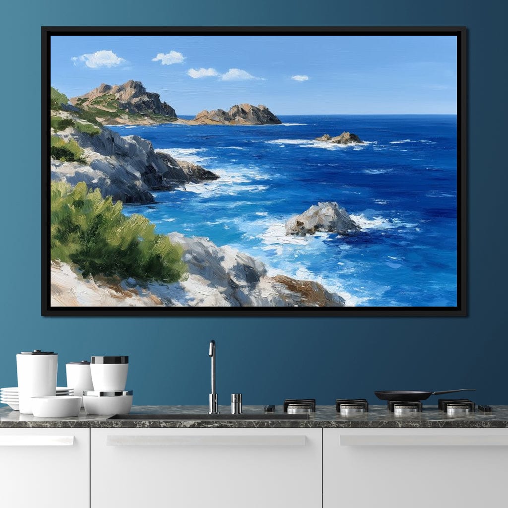 Rocky Coastline Ocean View Oil Painting Canvas Wall Art