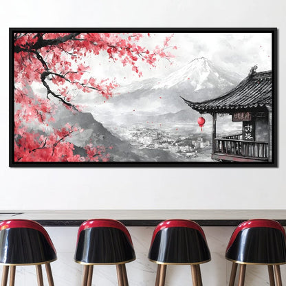 Cherry Blossom Landscape Canvas Wall Art