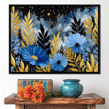 Midnight Blue Cosmos Goldleaf Canvas Wall Art