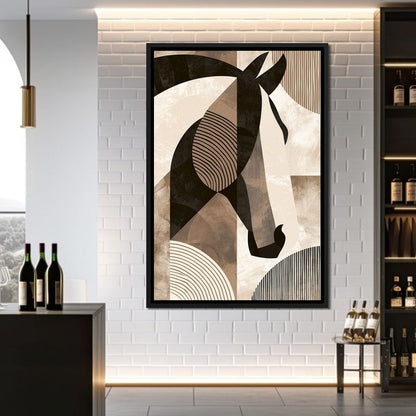 Stallion Reflected Through Geometric Planes Canvas Wall Art