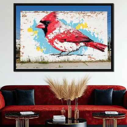 Street Art - Cardinal Mural Canvas Wall Art