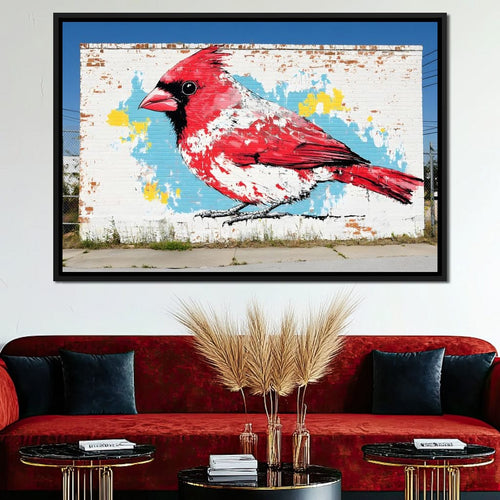 Street Art - Cardinal Mural Canvas Wall Art
