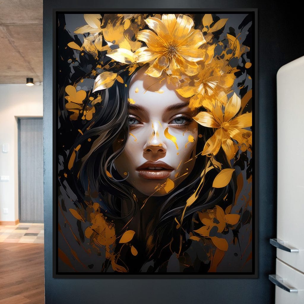 Golden Petal Crown Canvas Wall Art