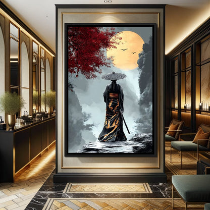 Samurai Moonlight Reverie Canvas Wall Art