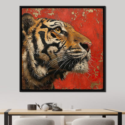 Tiger Gaze in Vermilion Majesty Canvas Wall Art