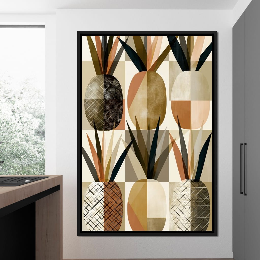 Geometric Tropical Pineapples Study Canvas Wall Art