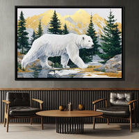 Majestic Polar Bear Wilderness Stroll Canvas Wall Art