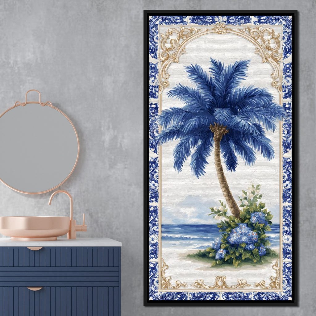 Coastal Blue Palm Reverie Canvas Wall Art