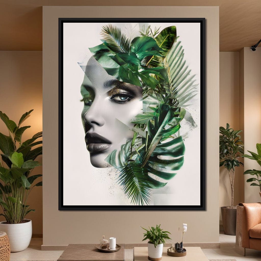 Botanical Muse Fusion Portrait Canvas Wall Art
