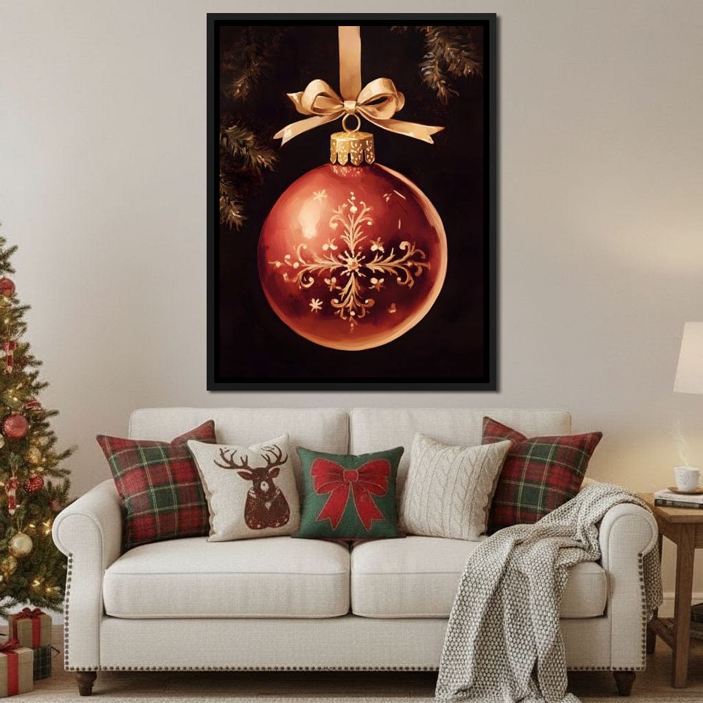 Classic Christmas Bauble Charm Canvas Wall Art