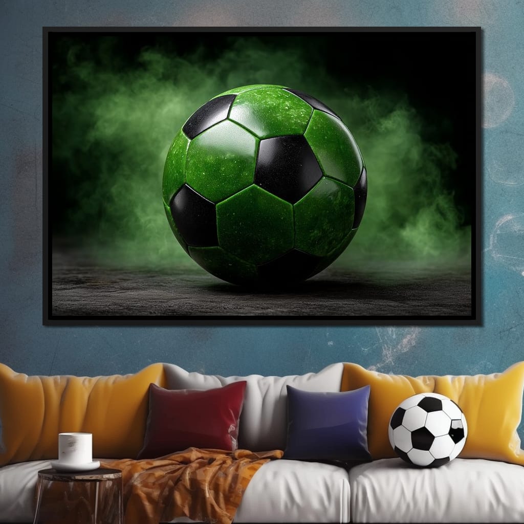 Emerald Soccer Ball Eclipse Canvas Wall Art