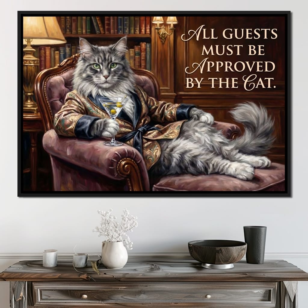 The Feline Gatekeeper Decides Canvas Wall Art
