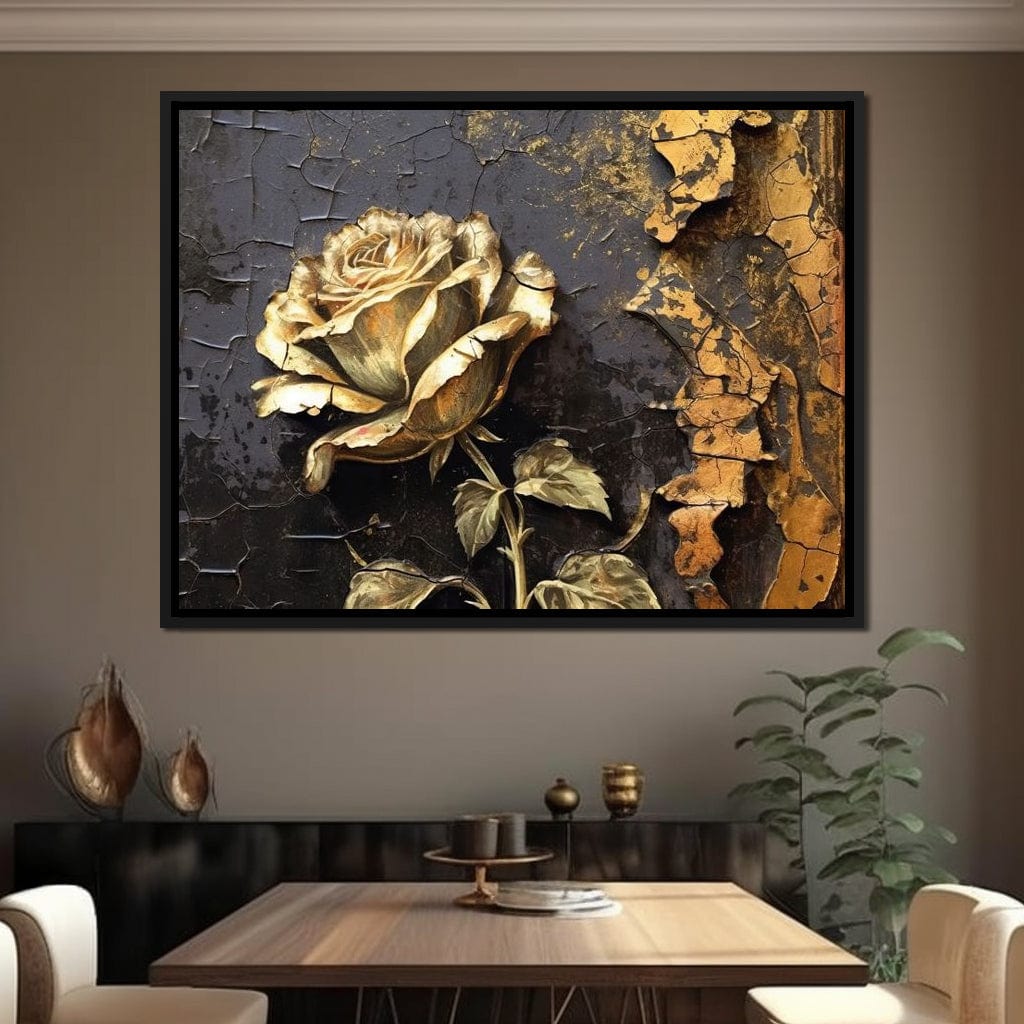 Golden Rose Canvas Wall Art