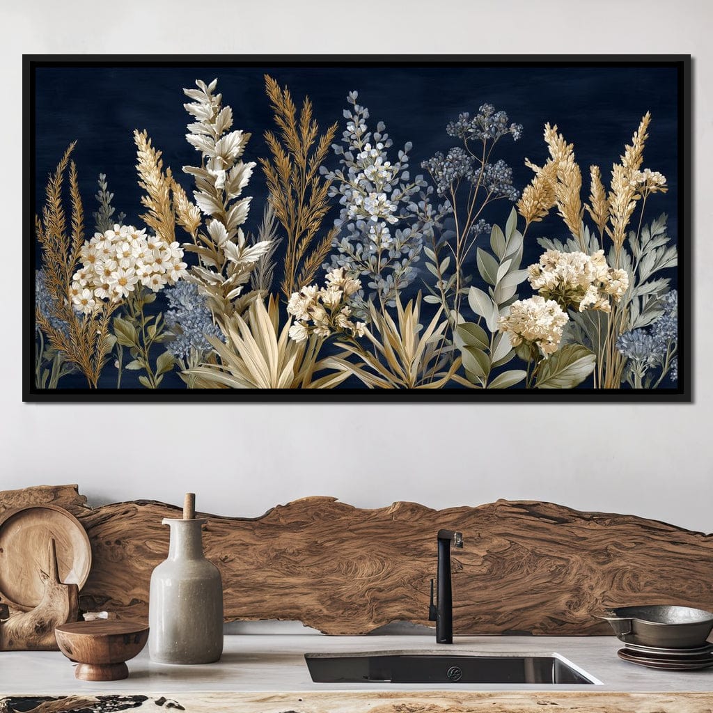 Midnight Botanical Bouquet Canvas Wall Art