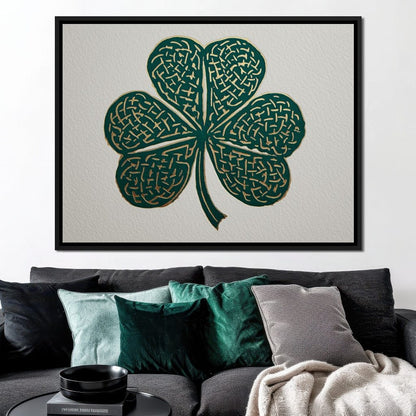 Clover Gold Leaf Charm Canvas Wall Art