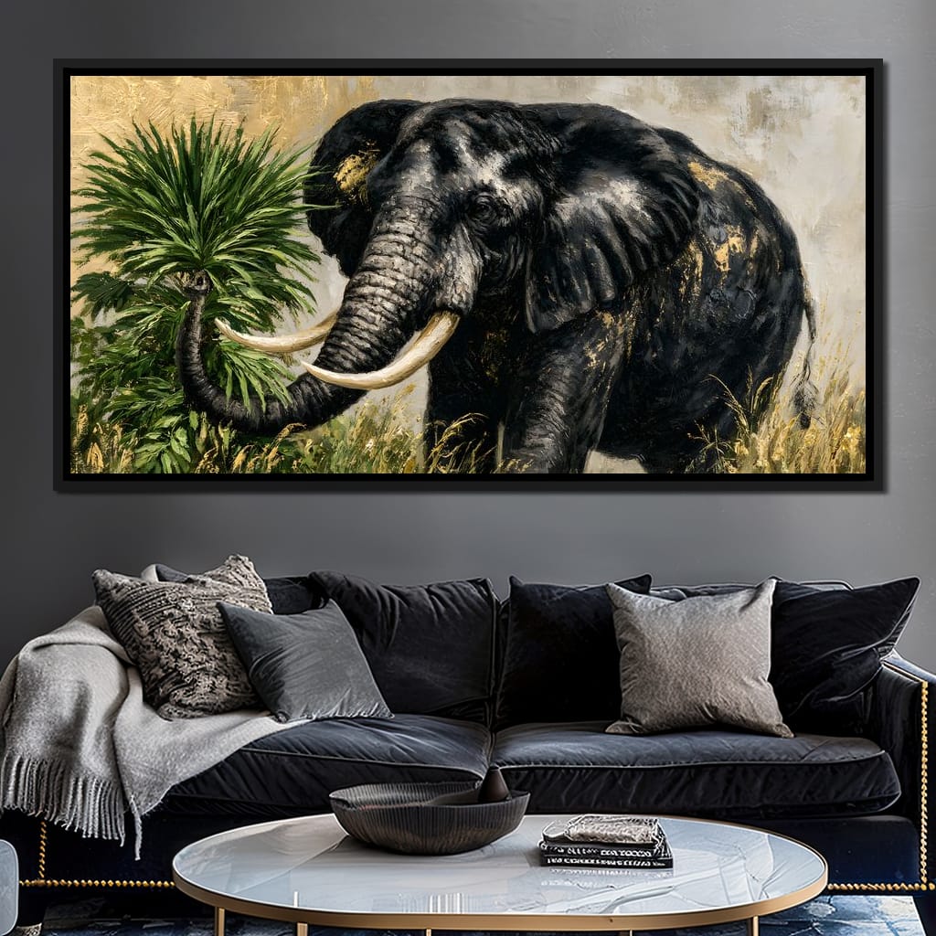 Silent Monarch of the Gilded Savanna Canvas Wall Art