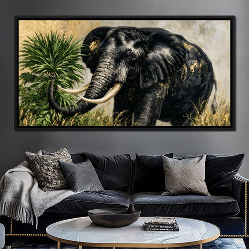 Silent Monarch of the Gilded Savanna Canvas Wall Art