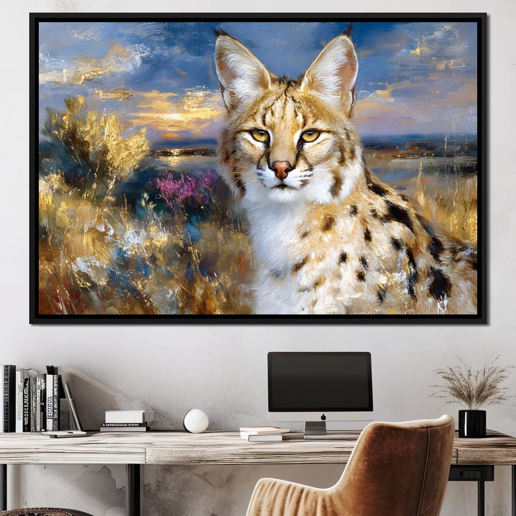 Savanna Serval Sunset Glow Canvas Wall Art