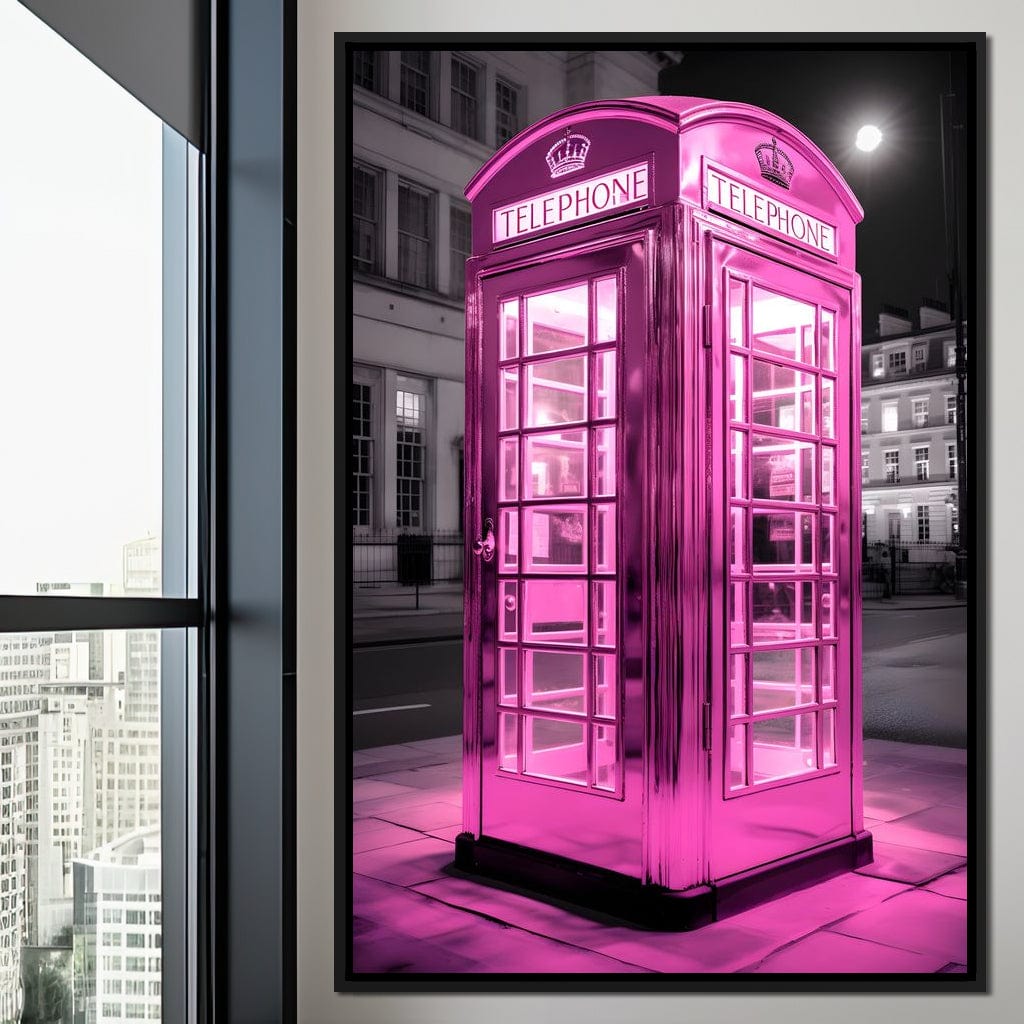 Pink Telephone Booth Canvas Wall Art