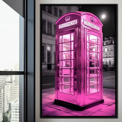 Pink Telephone Booth Canvas Wall Art