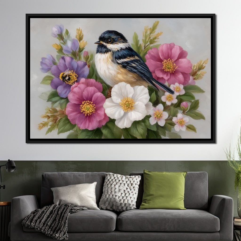 Chickadee Garden Blossom Song Canvas Wall Art