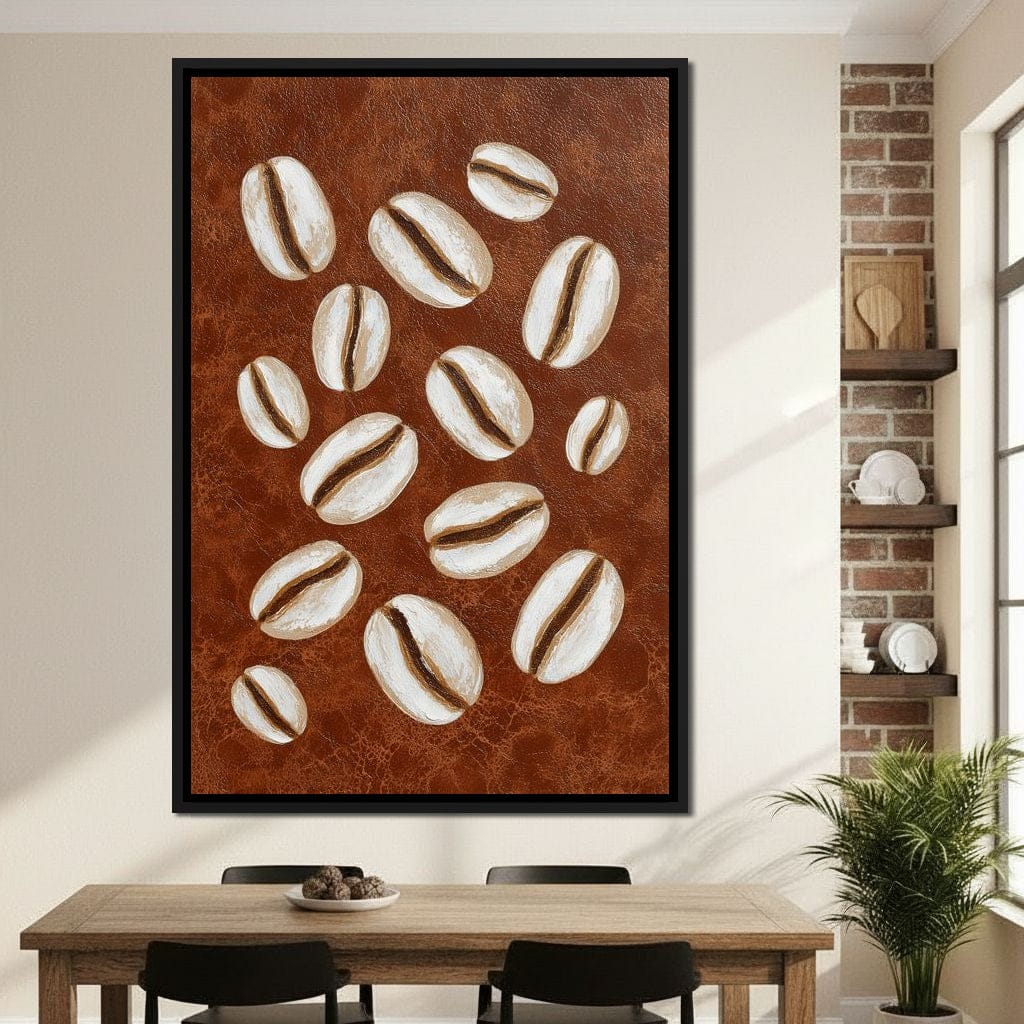 Coffee Beans Brown Background Canvas Wall Art