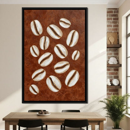 Coffee Beans Brown Background Canvas Wall Art