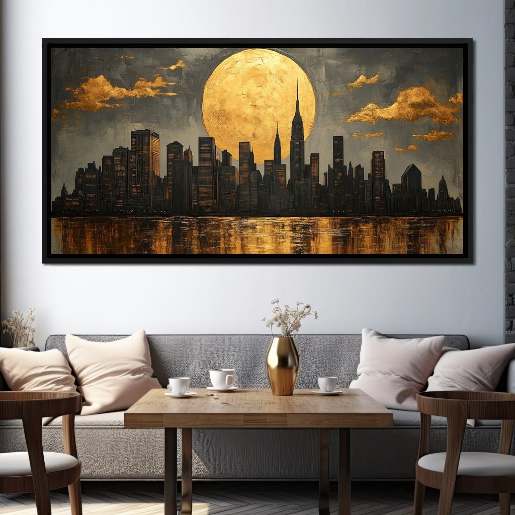 Golden Reflections Skyline Canvas Wall Art