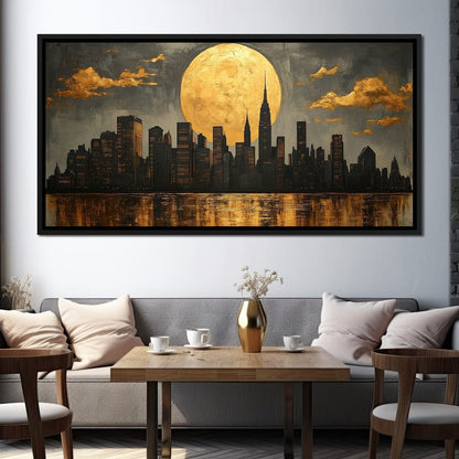 Golden Reflections Skyline Canvas Wall Art